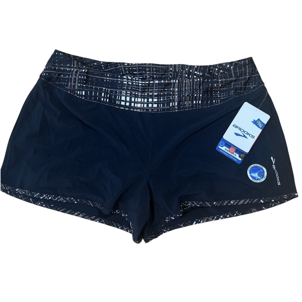 New with Tag Brooks Running Glycerin 2 in‎ 1 Shorts Women's XL 3.5" Black Lined